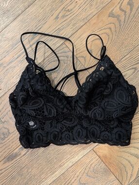 Victoria's Secret PINK Black Lace Bralette with Mesh Insets